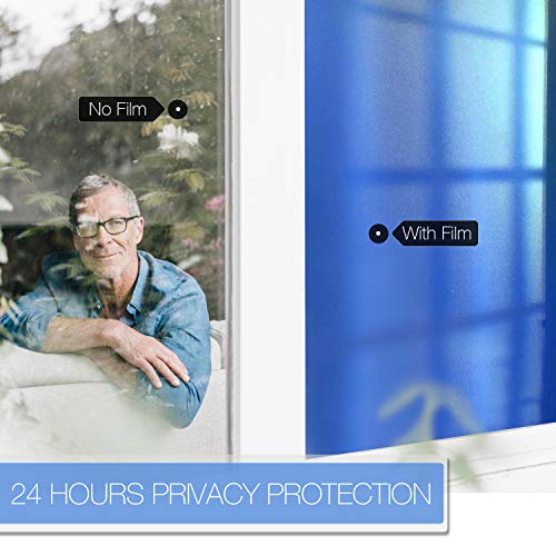 Frosted Window Privacy Film for Home Office - UV Blocking Heat Control Stickers (35.4 x 98.4 Inch, Blue)